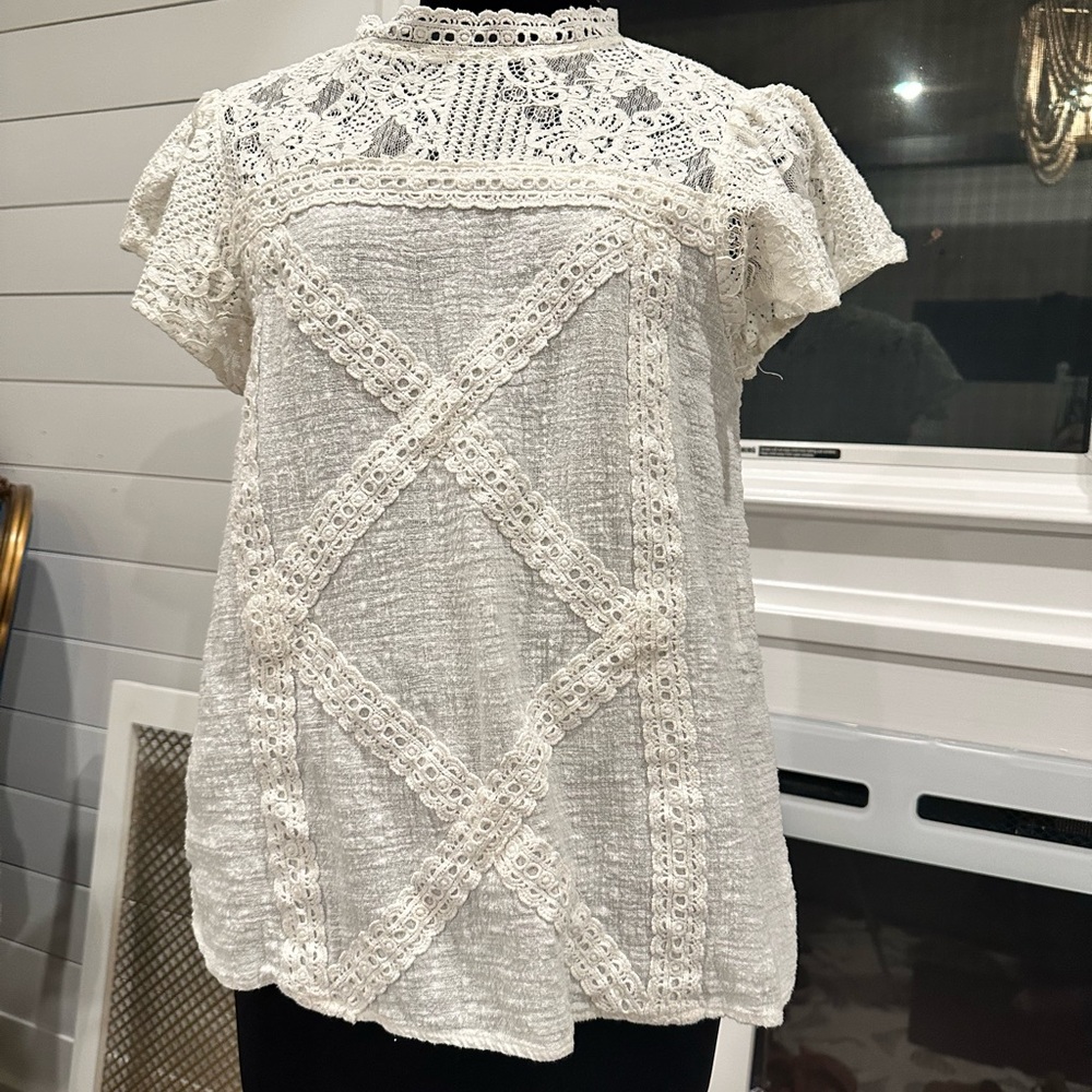 Entro Cream Lace Detail Blouse